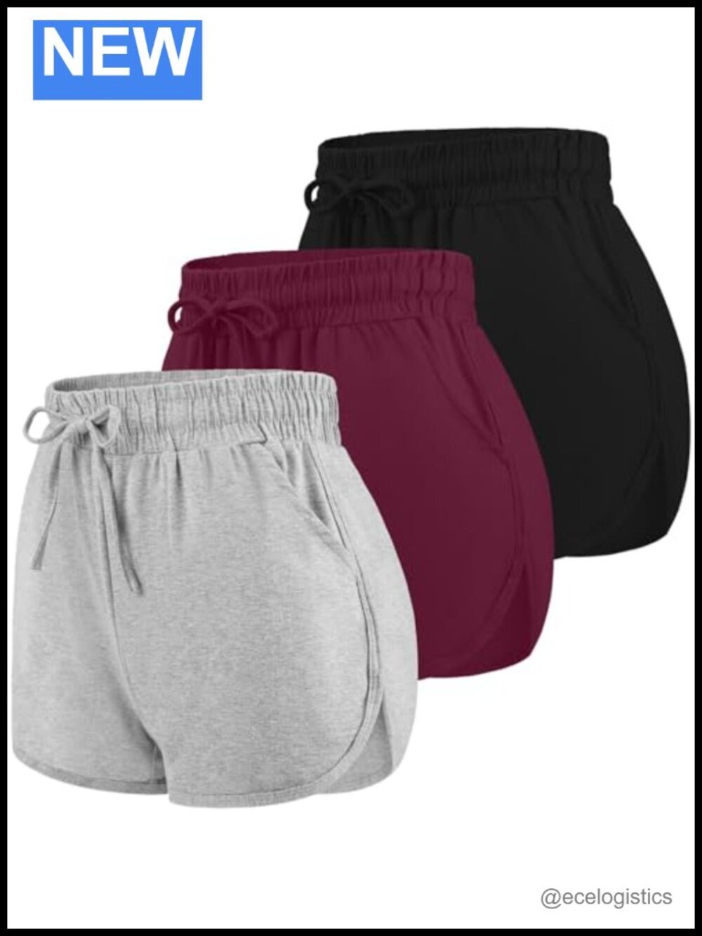 3 Pack Cotton Yoga Running Workout Shorts with Pockets Drawstring